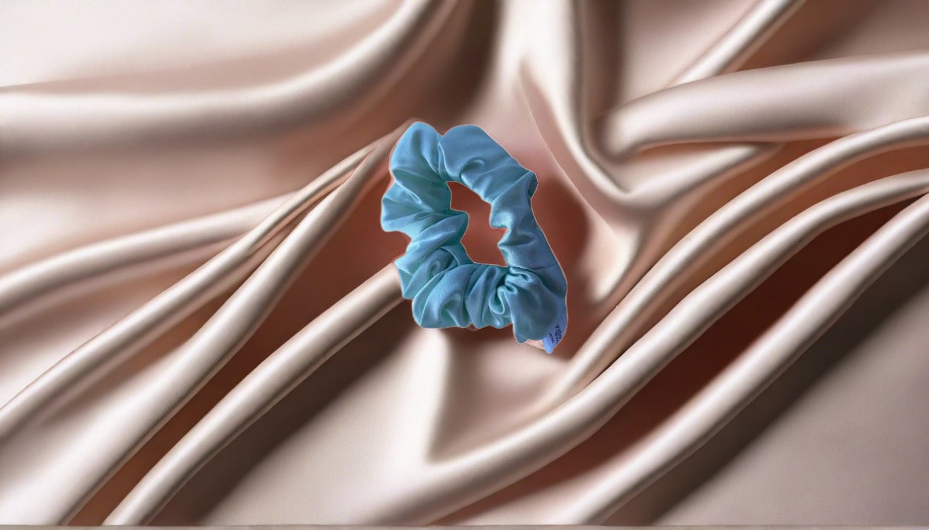 Silk Hair Scrunchie Aqua - Silk Scrunchy - Forster's Finery Fine Silk Products