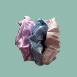 3 pack Scrunchy Bundle Lt Blue, Pink, Lilac. 3.5-4 cm - Silk Scrunchy - Forster's Finery Fine Silk Products