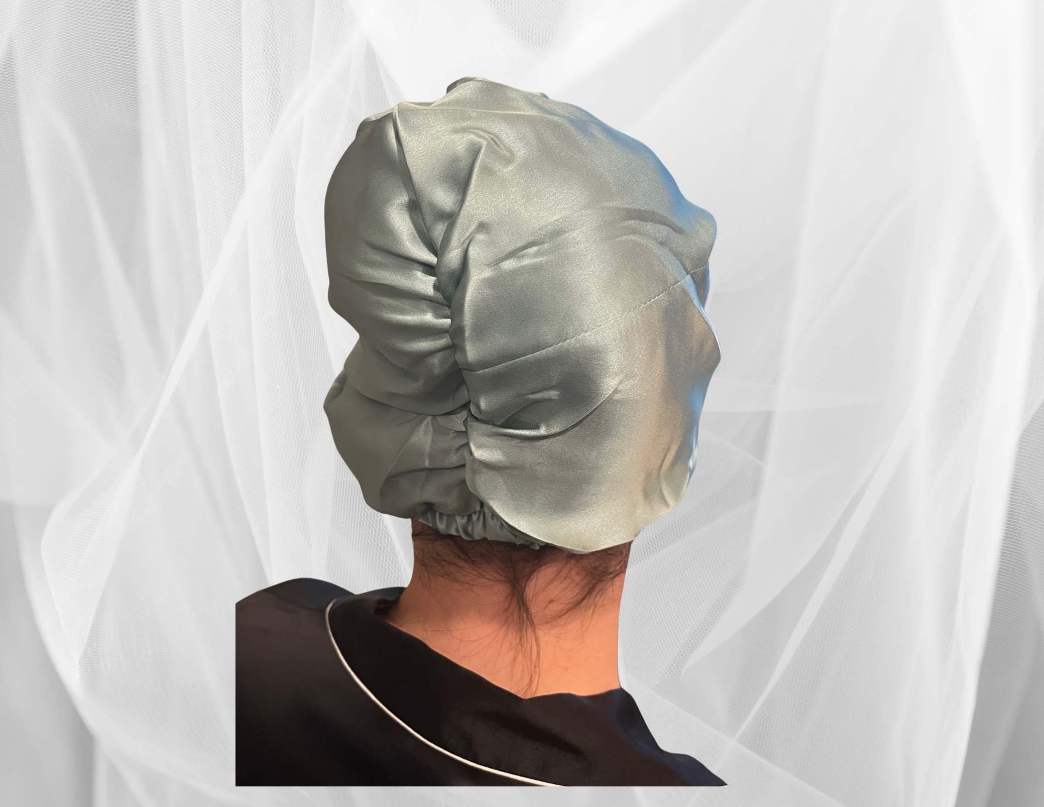 Sage Double Silk Bonnet - Silk Night Cap - Forster's Finery Fine Silk Products