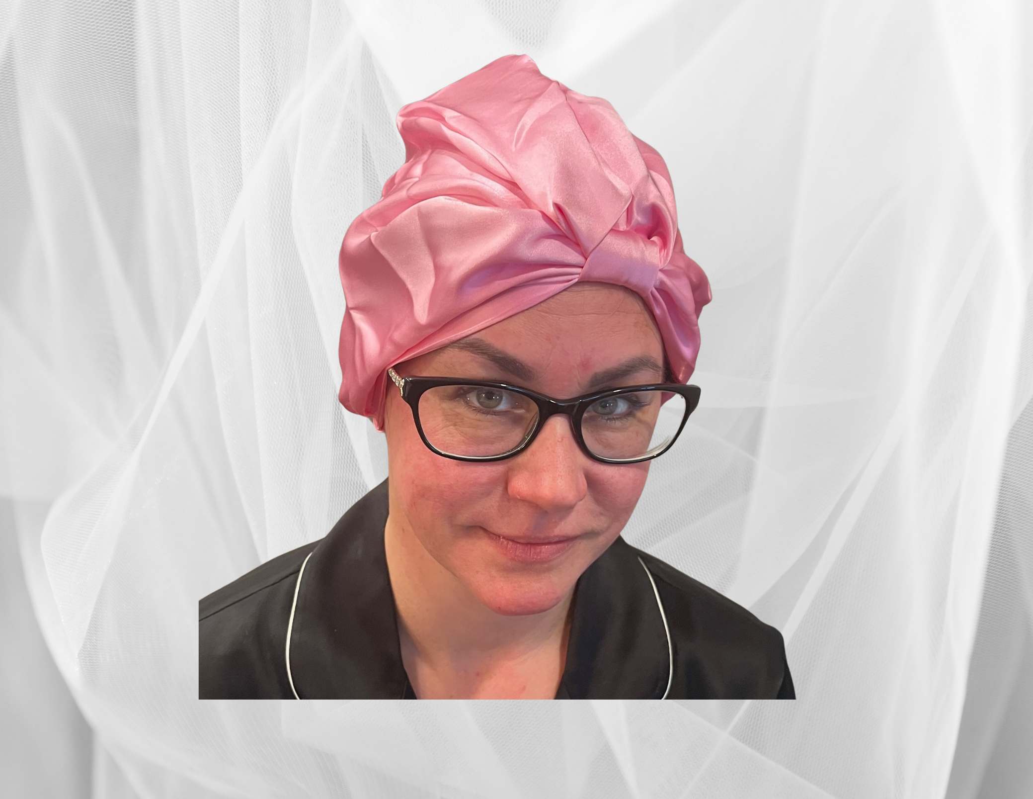 Carmine Double Silk Bonnet - Silk Night Cap - Forster's Finery Fine Silk Products
