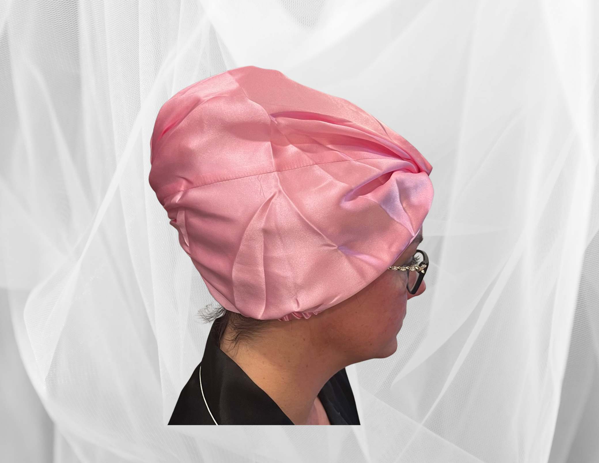 Carmine Double Silk Bonnet - Silk Night Cap - Forster's Finery Fine Silk Products