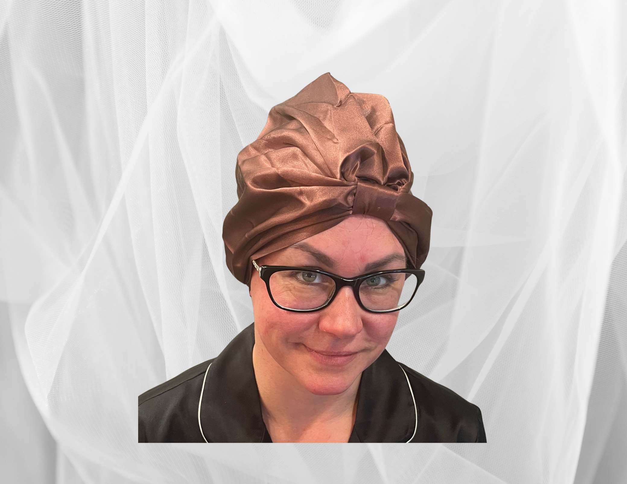 Coffee Double Silk Bonnet - Silk Night Cap - Forster's Finery Fine Silk Products