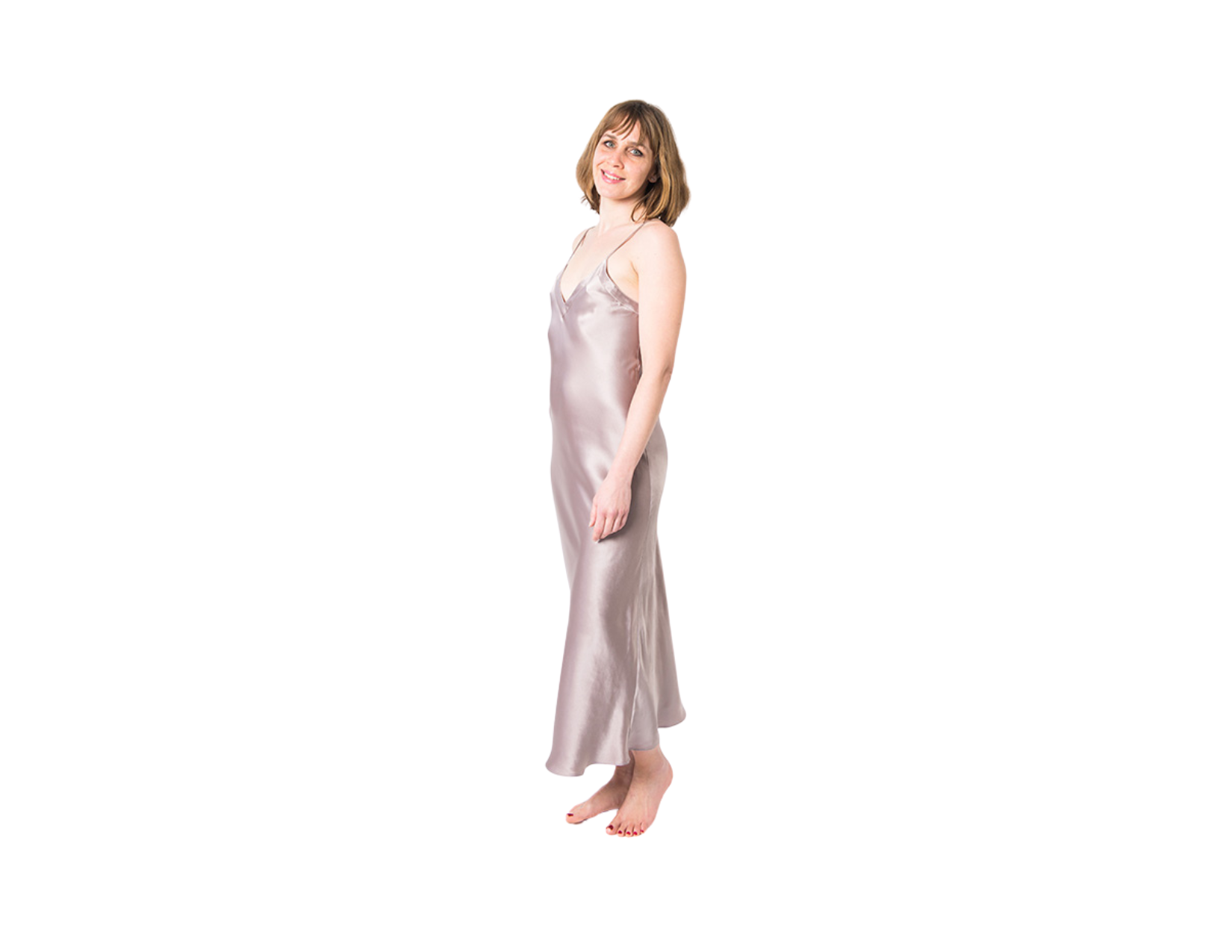 Women's Mulberry Silk Nightgown Taupe - Silk Nightgown - Forster's Finery Fine Silk Products
