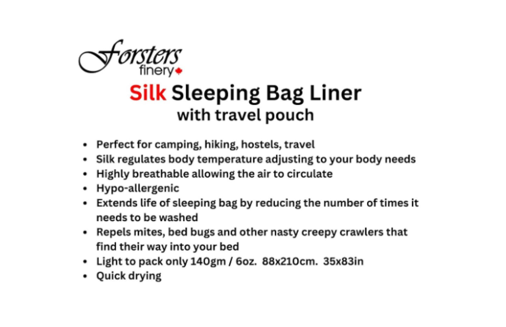 Silk Travel Sheets - Silk Travel Sheets - Forster's Finery Fine Silk Products
