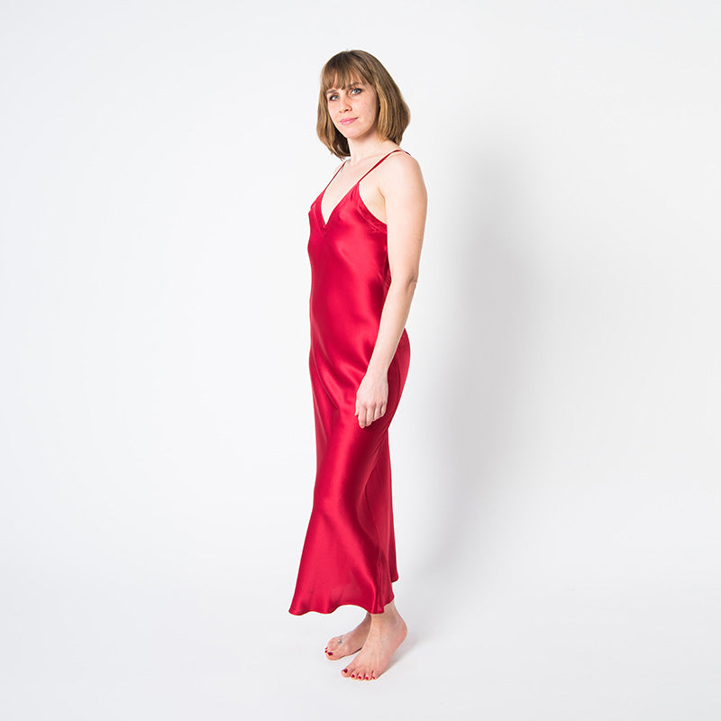 Women's Silk Mulberry Silk Nightgown Red - Silk Nightgown - Forster's Finery Fine Silk Products