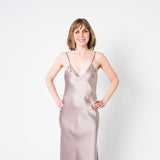 Women's Mulberry Silk Nightgown Taupe - Silk Nightgown - Forster's Finery Fine Silk Products
