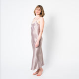 Women's Mulberry Silk Nightgown Taupe - Silk Nightgown - Forster's Finery Fine Silk Products