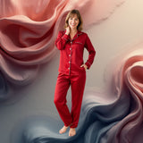 Women's Mulberry Silk Pajama Set Red