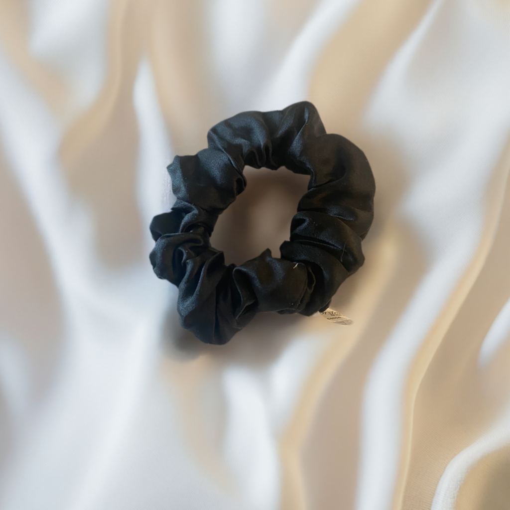Silk Hair Scrunchie Black -  Silk Scrunchy - Forster's Finery Fine Silk Products