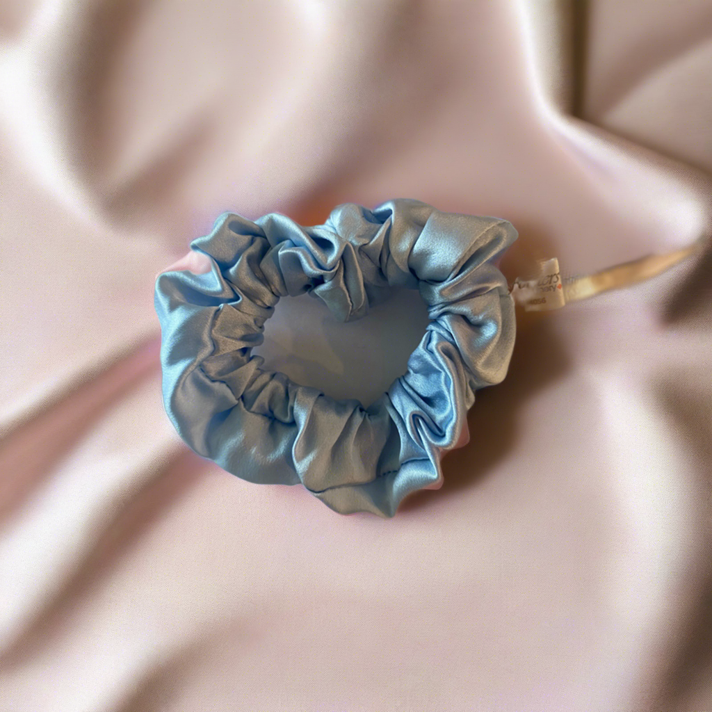Silk Hair Scrunchie Light Blue - Silk Scrunchy - Forster's Finery Fine Silk Products