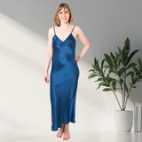 Women's Mulberry Silk Nightgown Navy Blue