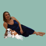 Women's Mulberry Silk Nightgown Navy Blue