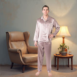 Men's Mulberry Silk Pajama Set Taupe