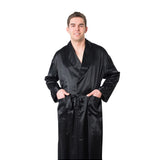 Men's Mulberry Silk Robe Black - Silk Robes - Forster's Finery Fine Silk Products