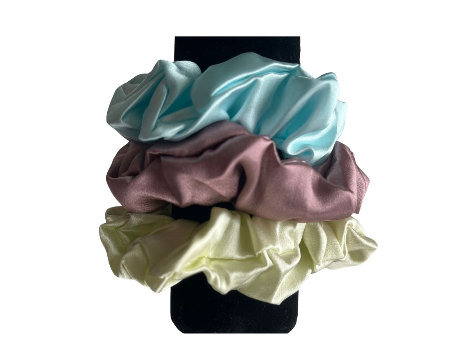 3 pack Scrunchy bundle Aqua, Mint, Mauve 3.5-4cm - Silk Scrunchy - Forster's Finery Fine Silk Products