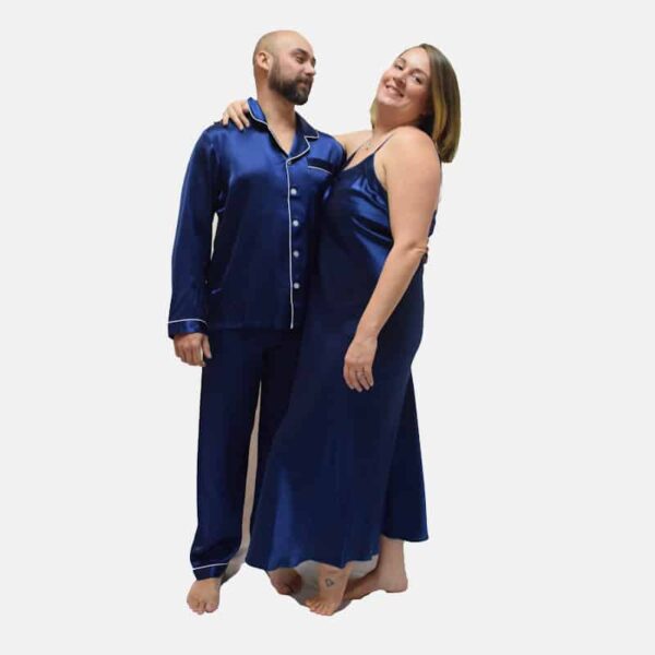  Men's Navy Blue Pajama Set - Men's Navy Blue Pajama Set -  -  - Luxurious Fine Silk by Forsters Finery