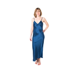 Women's Mulberry Silk Nightgown Navy Blue -  Silk Nightgown - Forster's Finery Fine Silk Products
