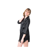 Women's Mulberry Silk Nightshirt Black - Silk Nightshirt - Forster's Finery Fine Silk Products