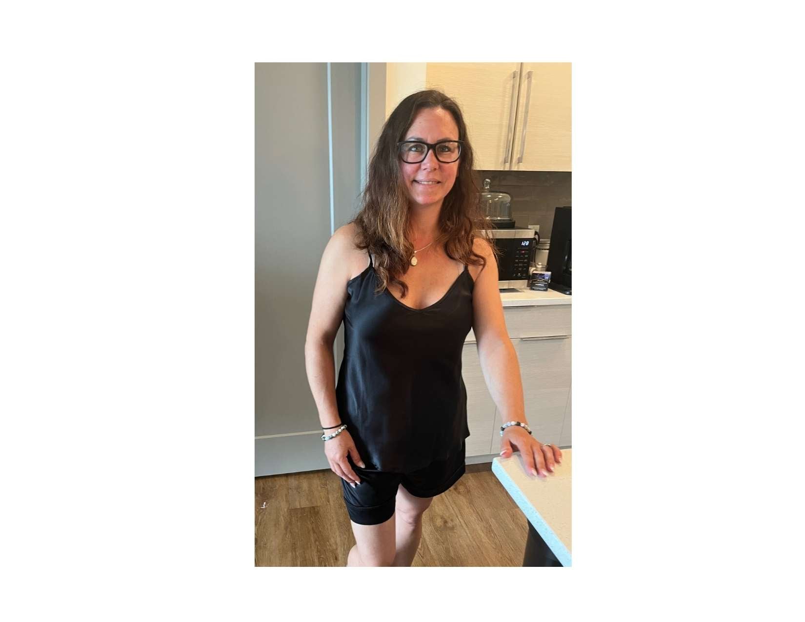Women's Mulberry Silk Camisole and Boxer Pajama Set Black - Silk Pajama - Forster's Finery Fine Silk Products