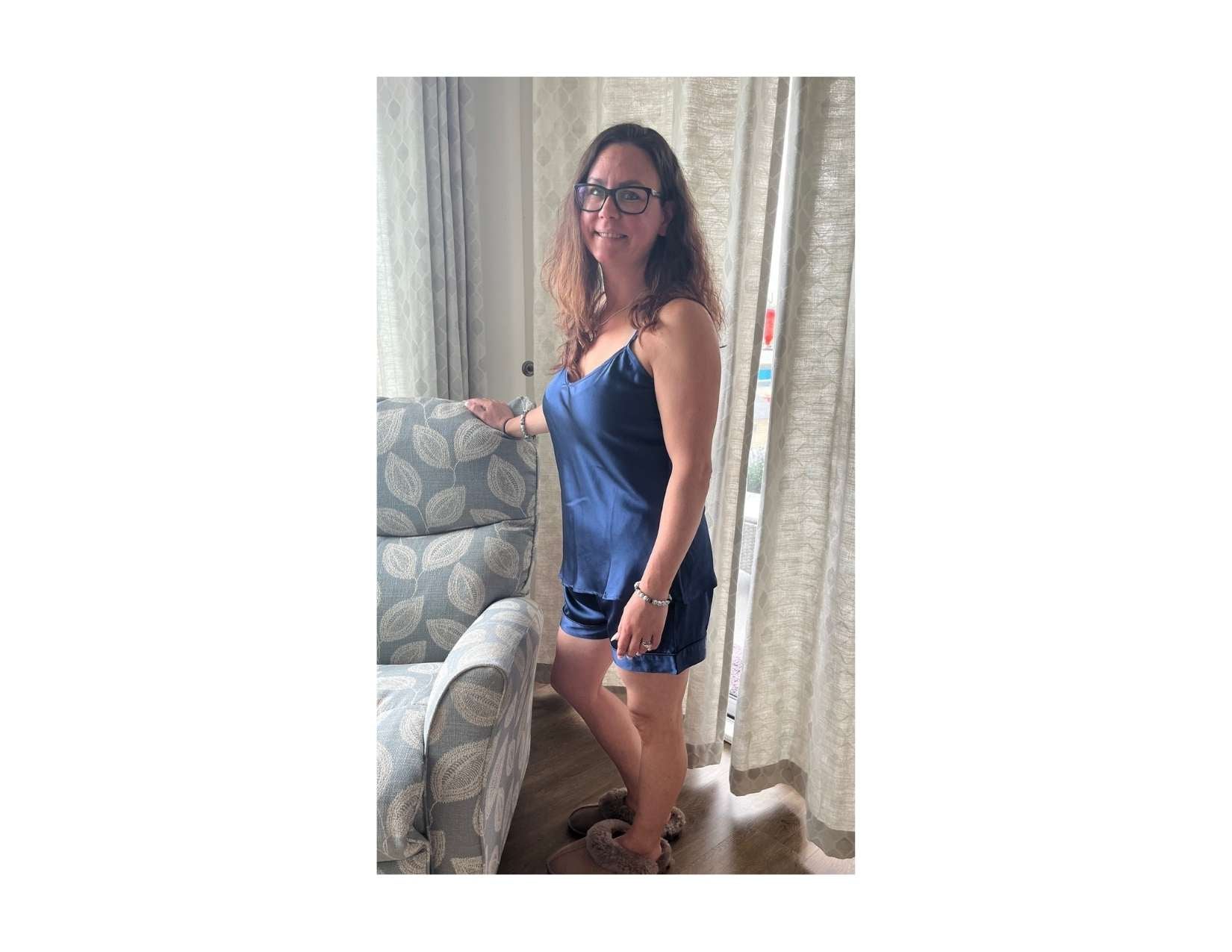 Women's Mulberry Silk Camisole and Boxer Pajama Set Navy Blue - Silk Pajama - Forster's Finery Fine Silk Products
