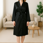 Women's  Mulberry Silk Robe Black -  Silk Robes - Forster's Finery Fine Silk Products