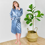 Women's  Mulberry Silk Robe Twilight Blue
