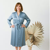 Women's  Mulberry Silk Robe Twilight Blue