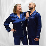 Women's Mulberry Silk Pajama Set Navy Blue -  Silk Pajama - Forster's Finery Fine Silk Products