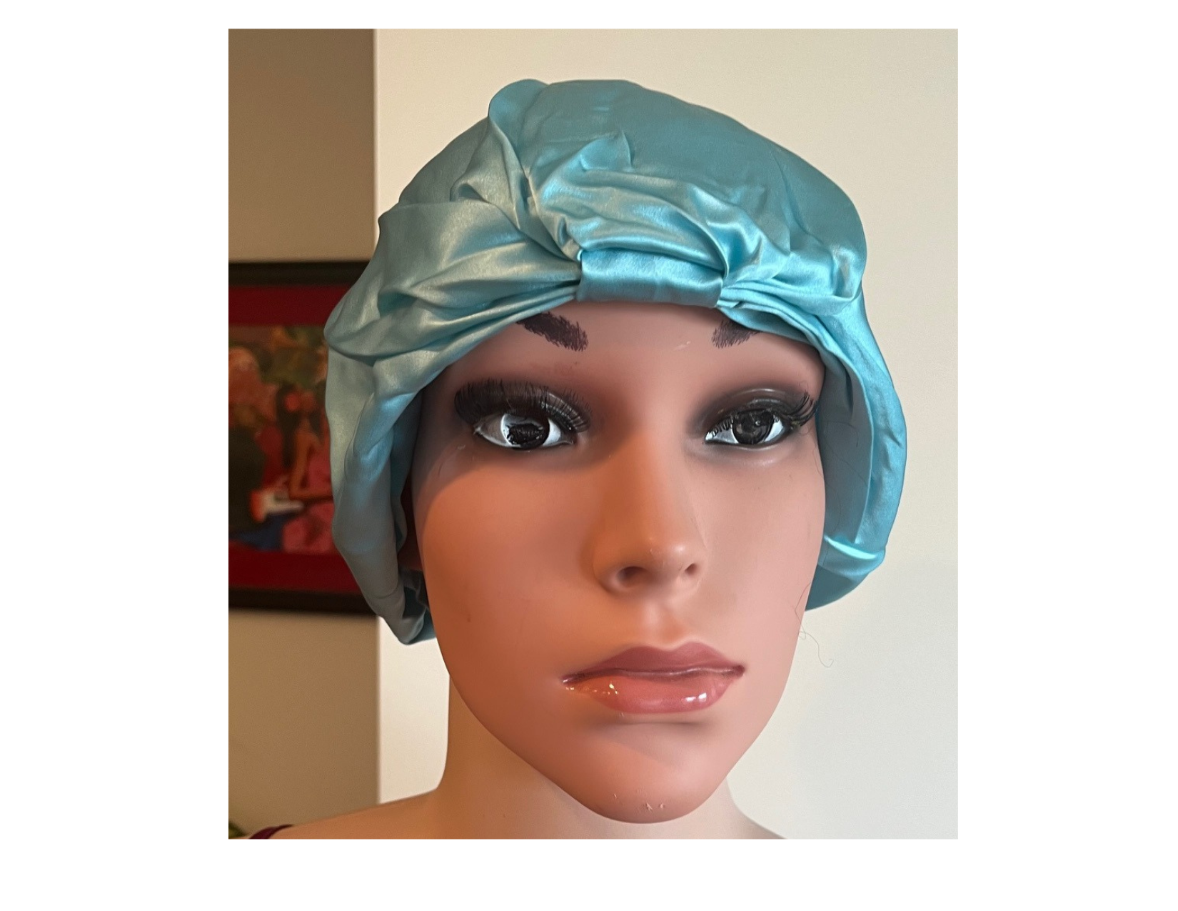 Aqua Square Silk Night Cap/Bonnet -  Silk Night Cap - Forster's Finery Fine Silk Products