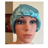 Aqua Square Silk Night Cap/Bonnet -  Silk Night Cap - Forster's Finery Fine Silk Products