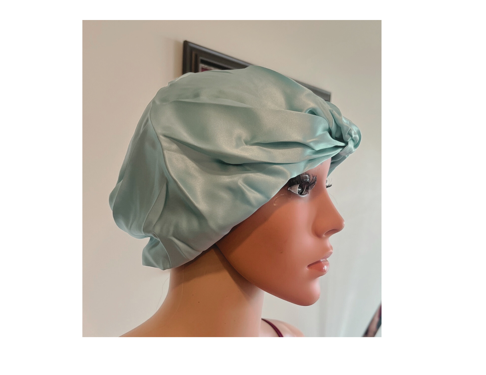 Aqua Square Silk Night Cap/Bonnet -  Silk Night Cap - Forster's Finery Fine Silk Products