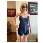 Women's Navy Mulberry Silk Camisole Pajama Set -  Silk Pajama - Forster's Finery Fine Silk Products