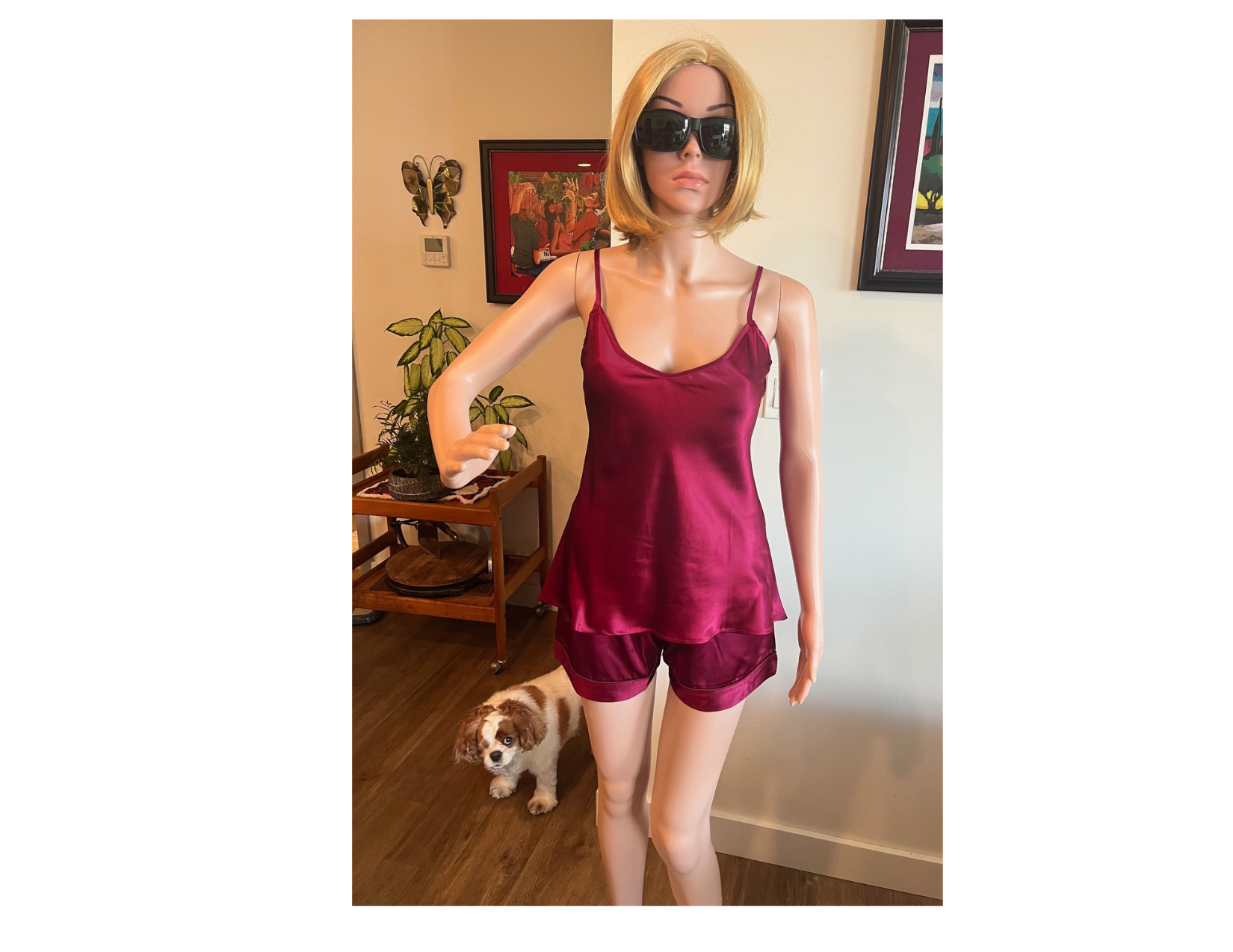 Women's Wine Mulberry Silk Camisole Pajama Set -  Silk Pajama - Forster's Finery Fine Silk Products