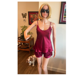 Women's  Mulberry Silk Camisole Pajama Set Wine -  Silk Pajama - Forster's Finery Fine Silk Products