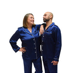 Men's Mulberry Silk Pajama Set Navy Blue -  Silk Pajamas - Forster's Finery Fine Silk Products