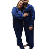 Men's Navy Blue Mulberry Silk Pajama Set -  Silk Pajamas - Forster's Finery Fine Silk Products