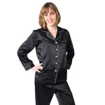 Women's Mulberry Silk Pajama Set Black -  Womens Silk Pajama - Forster's Finery Fine Silk Products