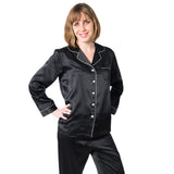 Women's Mulberry Silk Pajama Set Black -  Womens Silk Pajama - Forster's Finery Fine Silk Products