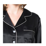 Women's Mulberry Silk Pajama Set Black -  Womens Silk Pajama - Forster's Finery Fine Silk Products
