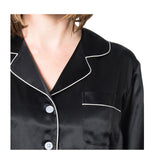 Women's Mulberry Silk Pajama Set Black -  Womens Silk Pajama - Forster's Finery Fine Silk Products