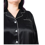 Women's Plus Size Mulberry Silk Pajama Set Black -  Silk Pajama - Forster's Finery Fine Silk Products