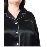 Women's Plus Size Mulberry Silk Pajama Set Black -  Silk Pajama - Forster's Finery Fine Silk Products