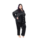 Women's Plus Size Mulberry Silk Pajama Set Black -  Silk Pajama - Forster's Finery Fine Silk Products