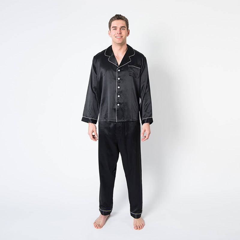  Men's Black Pajama Set - 3X -  -  - fine silk products by Forsters Finery