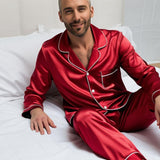 Men's Mulberry Silk Pajama Set Red