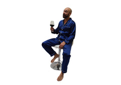 Men's Mulberry Silk Pajama Set Navy Blue -  Silk Pajamas - Forster's Finery Fine Silk Products