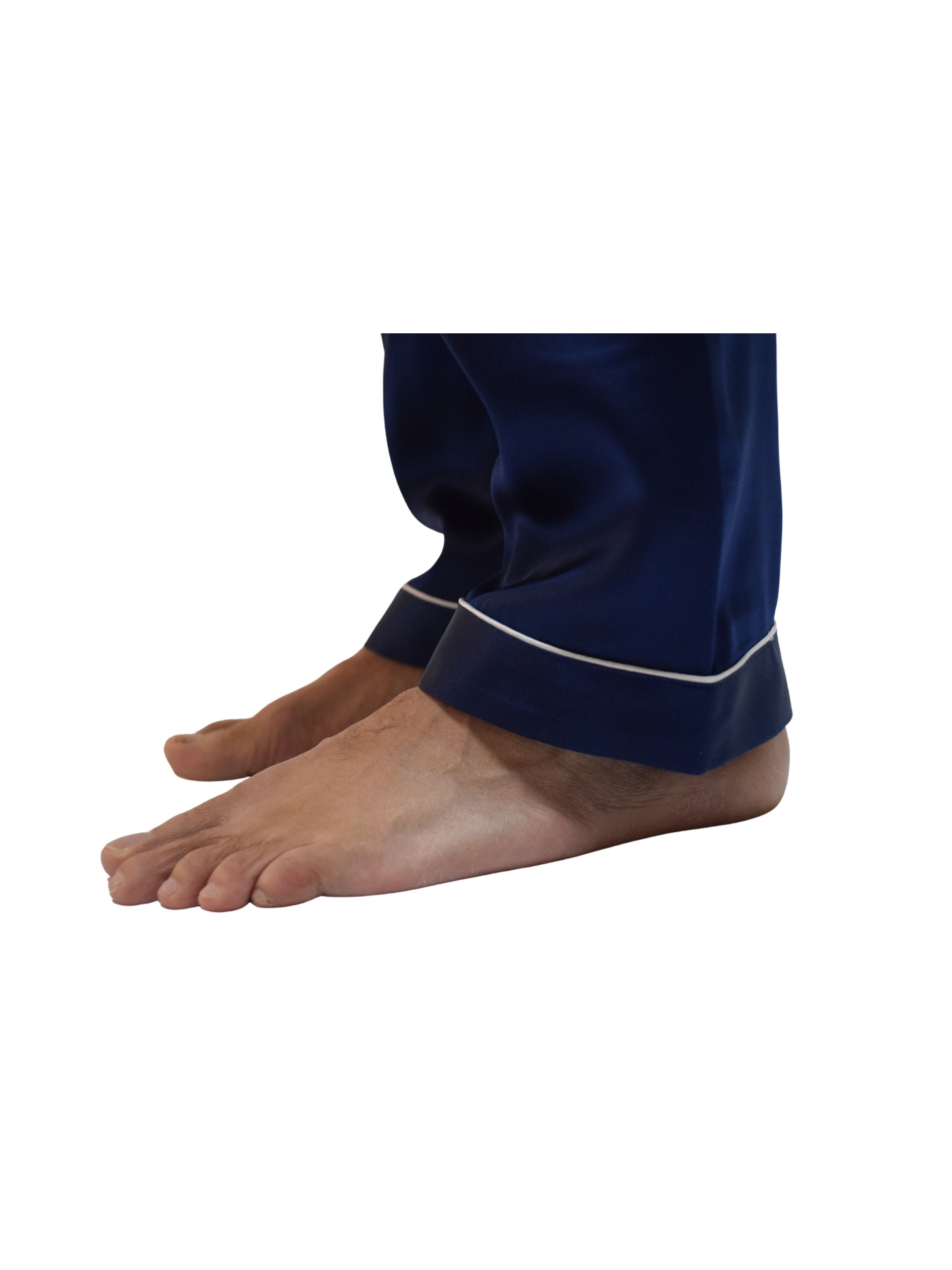 Men's Mulberry Silk Pajama Set Navy Blue -  Silk Pajamas - Forster's Finery Fine Silk Products