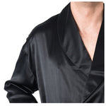Men's Mulberry Silk Robe Black -  Silk Robes - Forster's Finery Fine Silk Products