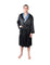 Men's Mulberry Silk Robe Black with Twilight Blue Collar -  Silk Robes - Forster's Finery Fine Silk Products