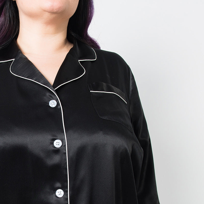  Women's Plus Size Black Pajama Set - Women's Plus Size Black Pajama Set -  -  - fine silk products by Forsters Finery